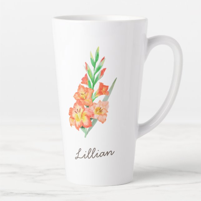 Tasse Latte Gladiolus Mois de naissance Fleur pour août (Droite)