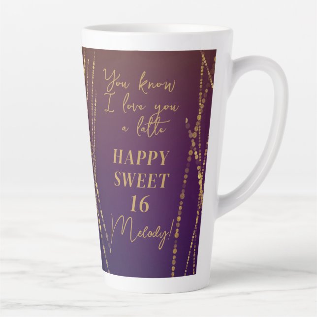 Tasse Latte Glam Sweet tendance 16 Anniversaire Aimez-vous A (Droite)