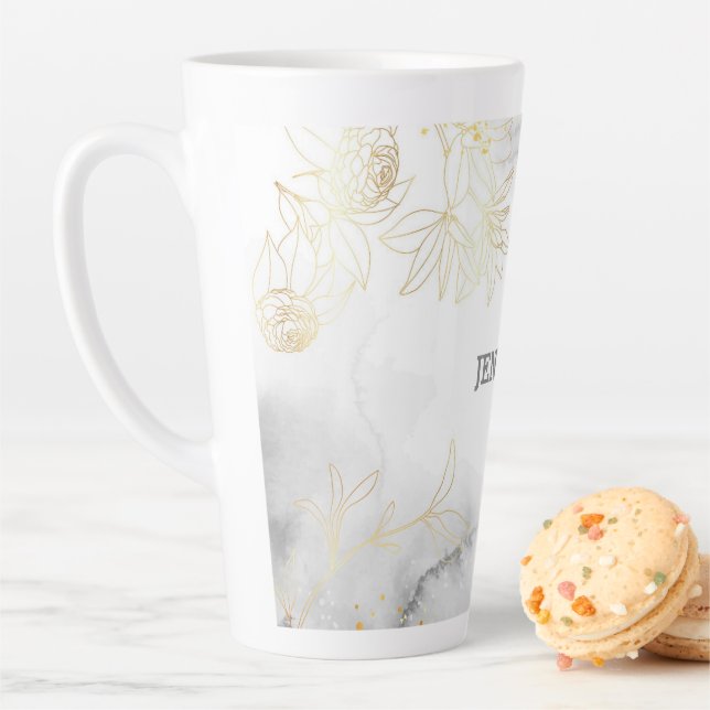Tasse Latte Glowers d'or sur marbré (En situation)