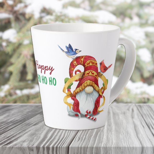 Tasse Latte Gnome de ruban drôle avec les oiseaux (Créateur téléchargé)