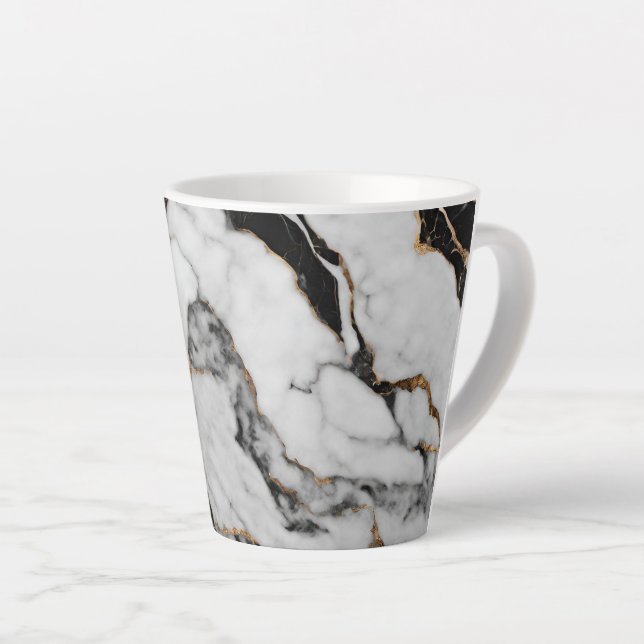 Tasse Latte Gold Black et Marbre blanc tendance (Angle droit)