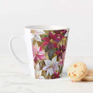 Tasse Latte Gold Burgundy Bronze rose Rouge blanc Poinsettia