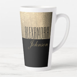 Tasse Latte Gold jaune et noir Nom moderne de luxe