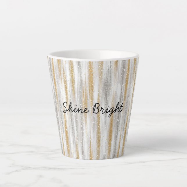 Tasse Latte Gold Silver Stripes Christmas Celebration Birthday (Devant)