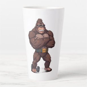 Tasse Latte Gorille Bodybuilder Haltérophile Pop Art Cartoon