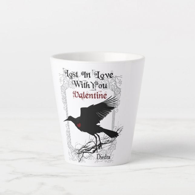 Tasse Latte Goth Black Crow et Lace Valentine Latte Cup (Devant)