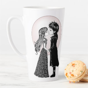 Tasse Latte Gothique Emo Enfants Kiss Valentine's Day