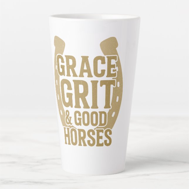 Tasse Latte Grace, Grit & Good Horses Western (Devant)
