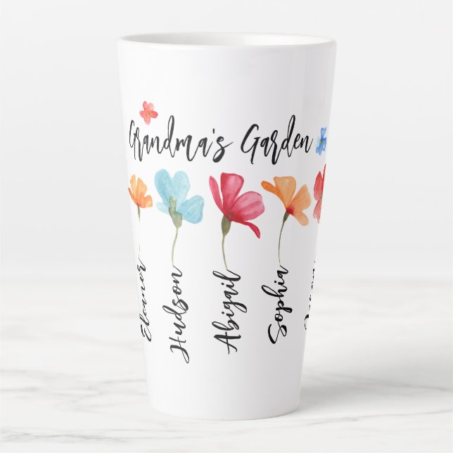 Tasse Latte Grand-mère's Garden Flower Nom du grand-enfant (Devant)