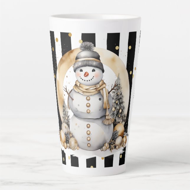 Tasse Latte Grand Snowman and Stripes Var06 (Devant)