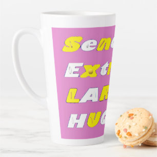 Tasse Latte Graphiques blancs rose jaune extra-gros carreaux