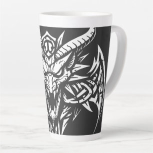 Tasse Latte    Graphisme de tête de démon tribal par BurnsInHe