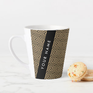 Tasse Latte Grec Meander Key Brown, Votre Nom, Personnaliser