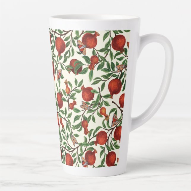 Tasse Latte Grenades et papillons Bella sur blanc (Droite)
