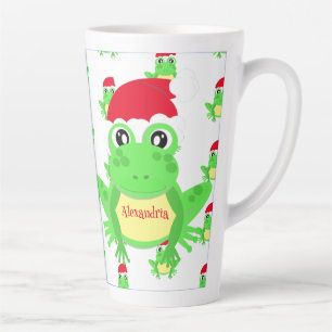 Tasse Latte Grenouille de Noël Santa Hat Motif Blanc Nouveauté