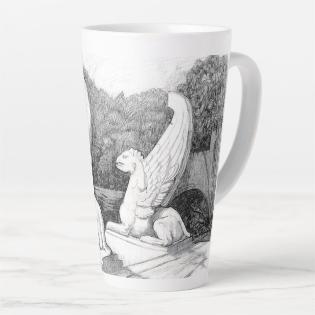Tasse Latte Griffins sculpté crayon monochrome Art (Angle droit)