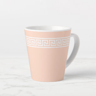 Tasse Latte Grille de méandre de clé grecque sur rose huître p