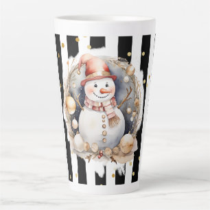 Tasse Latte Groß Snowman and Stripes Var02