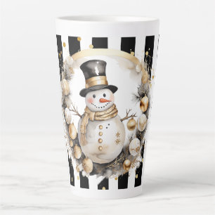 Tasse Latte Groß Snowman and Stripes Var07