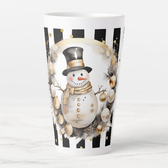 Tasse Latte Groß Snowman and Stripes Var07 (Vorderseite)