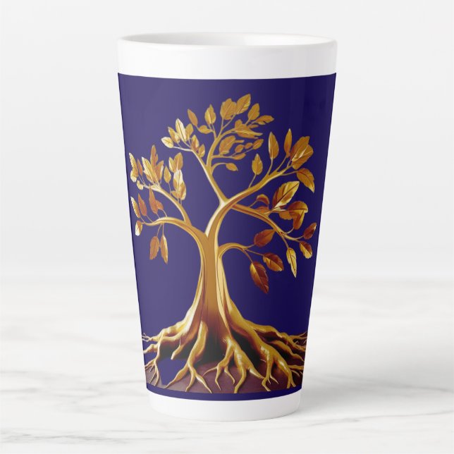 Tasse Latte Grosse Musique Latte En Fleur D'Or (Devant)