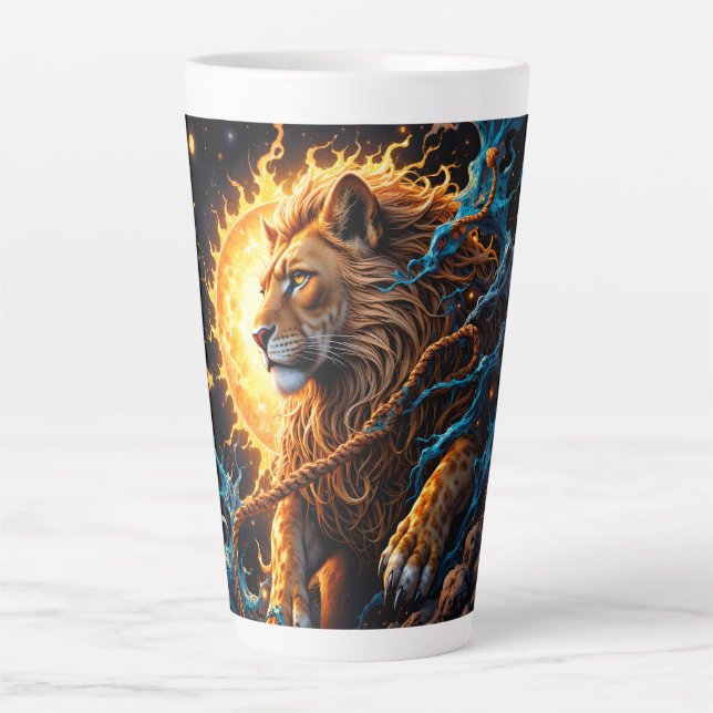 Tasse Latte Guardian of the Solar Threshold – Lion of Balance  (Devant)
