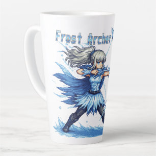 Tasse Latte Guerrière Archère de Givre en Pixel Art Rétro