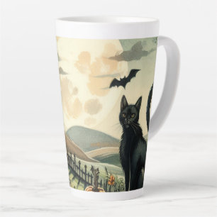 Tasse Latte Halloween/Automne/Automne/citrouille/chat