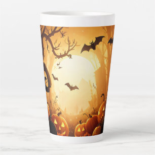 Tasse Latte Halloween/chauve-souris/Citrouille/automne
