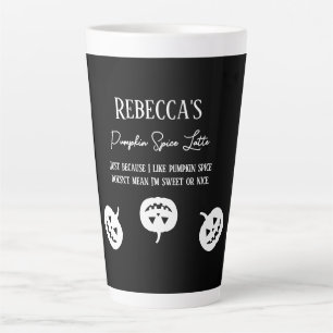 Tasse Latte Halloween Citrouille noir épice doux ou Nice
