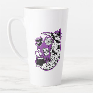 Tasse Latte Halloween Croissant Lune crâne de sorcière