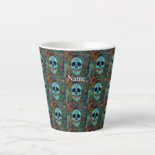 Tasse Latte Halloween Hippie Skull Thunder_cove