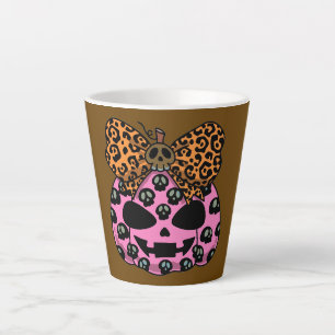 Tasse Latte Halloween, motif crâne, visage citrouille, moderne