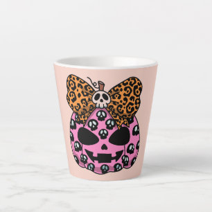 Tasse Latte Halloween, motif crâne, visage citrouille, moderne