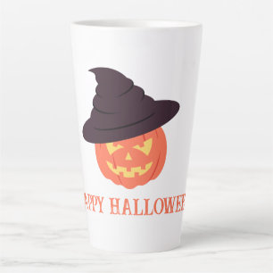 Tasse Latte Halloween rétro-orange Citrouille