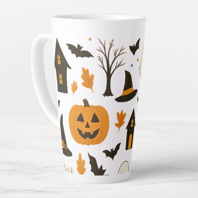 Tasse Latte Halloween Scary Motif - Éffrayant & Festif (Angle gauche)