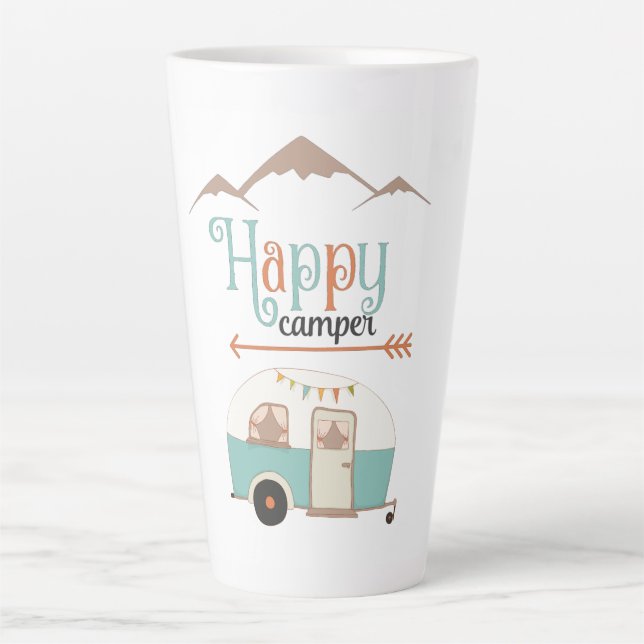 Tasse Latte Happy Camper Cute Retro RV (Devant)