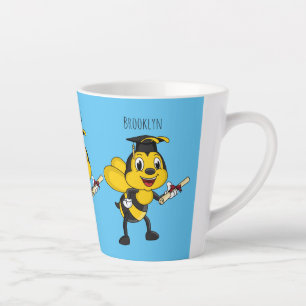 Tasse Latte Happy cartoon bee graduation