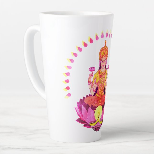Tasse Latte Happy Diwali - Deepalavi Lakshmi Goddess 1 (Angle gauche)