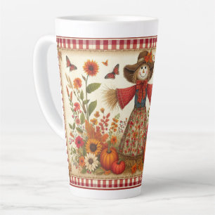 Tasse Latte Happy Fall Yall mignon Folk Art Scarecrow