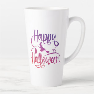 Tasse Latte Happy Halloween dégradé volant sorcière chat