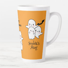 Tasse Latte Happy Halloween Personnaliser NOM Fantômes Bat