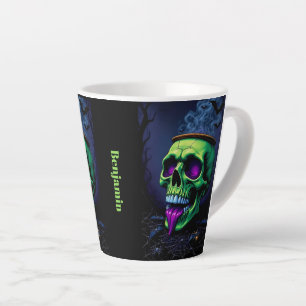 Tasse Latte Hauné noir gothique Halloween néon vert Cauldron