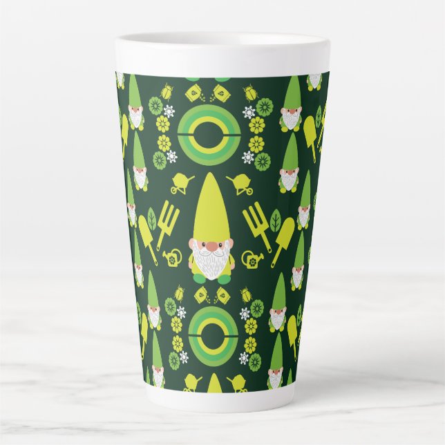 Tasse Latte Head Garden Gnome Gardener (Devant)
