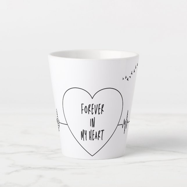 Tasse Latte Heartbeat Line Art - Vous êtes dans mon coeur pour (Devant)