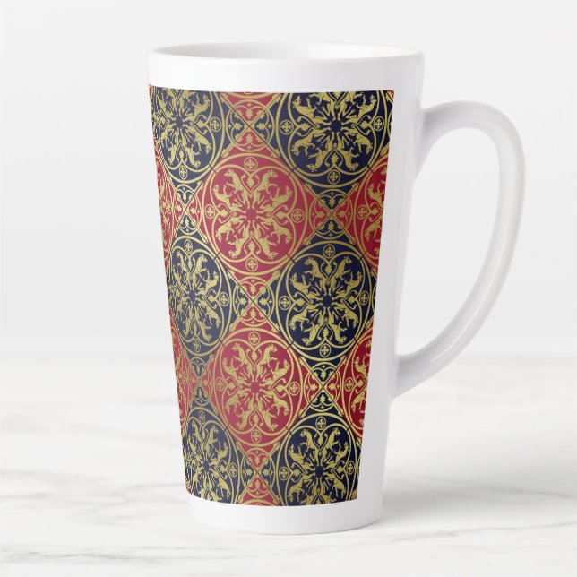 Tasse Latte Herald de la Renaissance médiévale Lion Leopard Me (Droite)