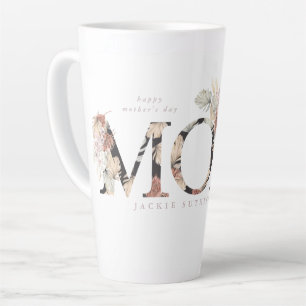 Tasse Latte Herbe des Pampas Fleur Tropical Boho Rose Fête des