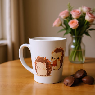 Tasse Latte Hérissons Mignons d'Automne – Animaux de Forêt Kaw