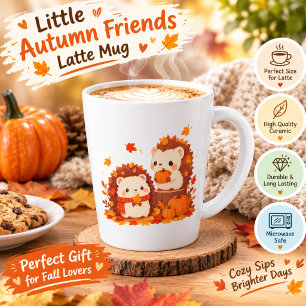 Tasse Latte Hérissons mignons d'automne – Animaux mignons de l
