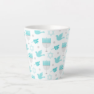 Tasse Latte Heureuse Hanoukka Modern Star De David Menorah